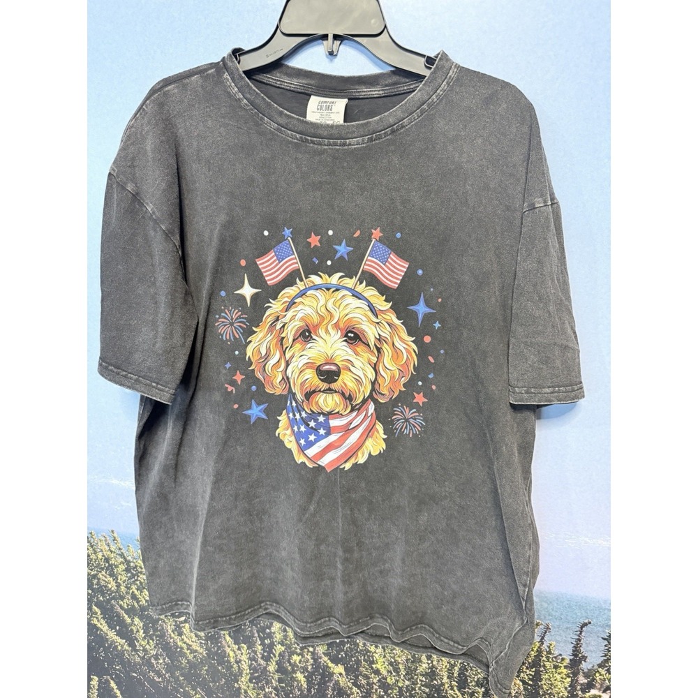 Cute Golden Doodle Patriotic Dog  Funny Dog Lover T-Shirt Boxy Shirt